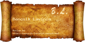 Bencsik Lavínia névjegykártya